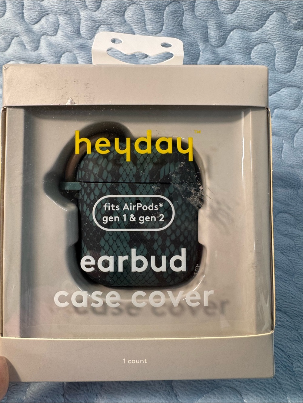 heyday Teal Snake-Print Earbud Case Cover